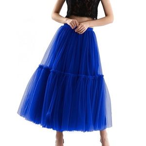 Royal Blue Tulle Maxi Skirt Large